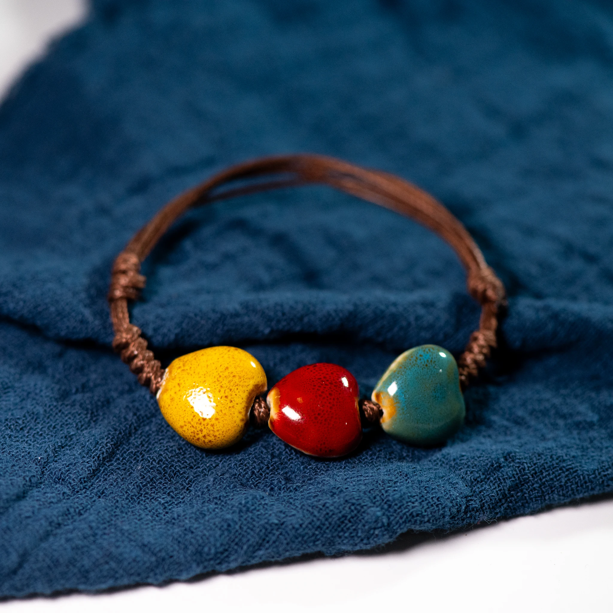 러브 스톤 여성용 세라믹 팔찌, 손으로 짠 커플 쥬얼리, 작은 도매, #5347