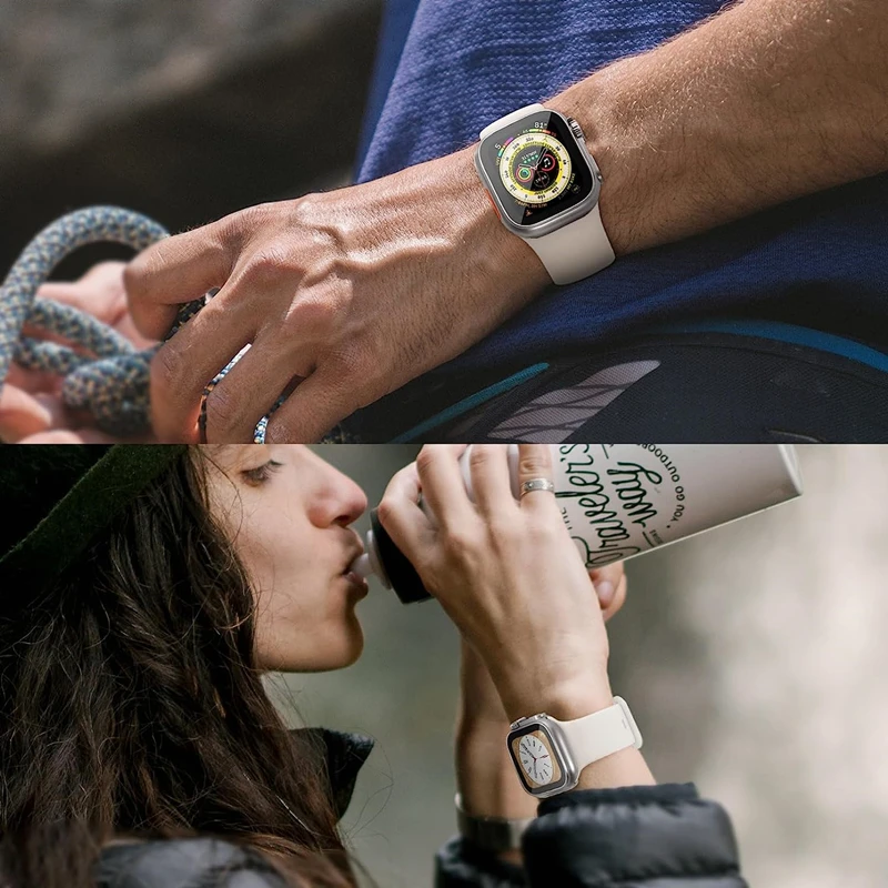 애플워치용 화면 보호기 커버 44mm 45mm 40mm 41mm 하드 개 전면 후면 범퍼 케이스 아이워치 9 8 7 6 5 4 울트라로 변경하기