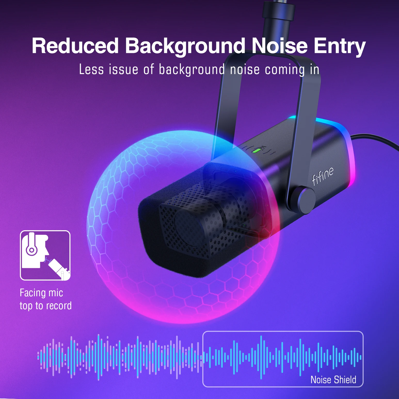 FIFINE XLR USB 게임용 마이크 키트, 헤드폰 잭, 음소거, RGB, 암 스탠드, PC PS5 4 믹서 앰프 AM8T 용 다이나믹 마이크 세트