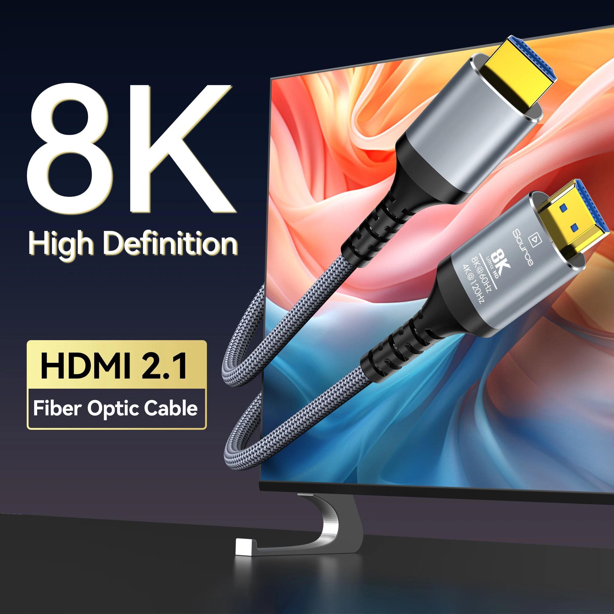 CYANMI 8K 광섬유 HDMI 케이블 10M(32.8피트) 15m(50피트), 48Gbps 고속 HDMI 2.1 케이블 8K@60Hz 4K@120Hz 다이내믹 HDR/eARC/HDCP 2.3, 울트라 HD 방향 HDMI 코드, LG 삼성 소니 TV/PS5/블루레이와 호환 title=CYANMI 8K 광섬유 HDMI 케이블 10M(32.8피트) 15m(50피트), 48Gbps 고속 HDMI 2.1 케이블 8K@60Hz 4K@120Hz 다이내믹 HDR/eARC/HDCP 2.3, 울트라 HD 방향 HDMI 코드, LG 삼성 소니 TV/PS5/블루레이와 호환 