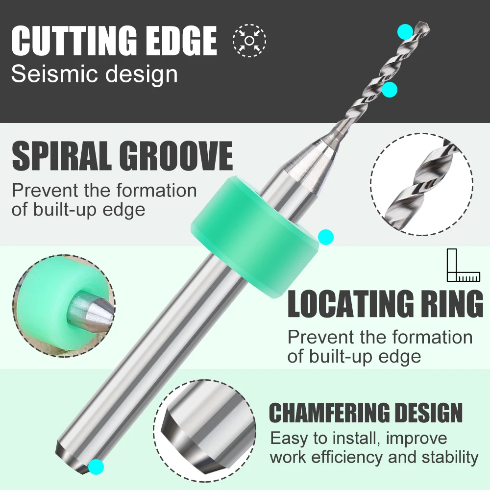 PCB 드릴 비트 마이크로 드릴 비트, PCB 인쇄 회로 기판 드릴링 도구, 1/8 인치 생크 카바이드 홀 드릴링 커터, 0.3-1.2mm