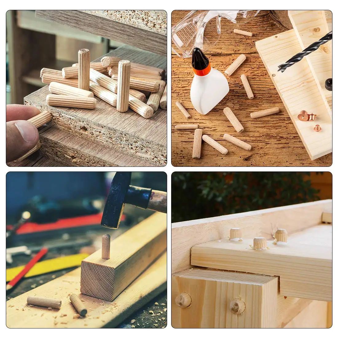 나무 다월 캐비닛 서랍 원형 플루트 목재 공예 다월 핀 막대 세트, 가구 피팅 나무 다월 핀, 100 개 50 개