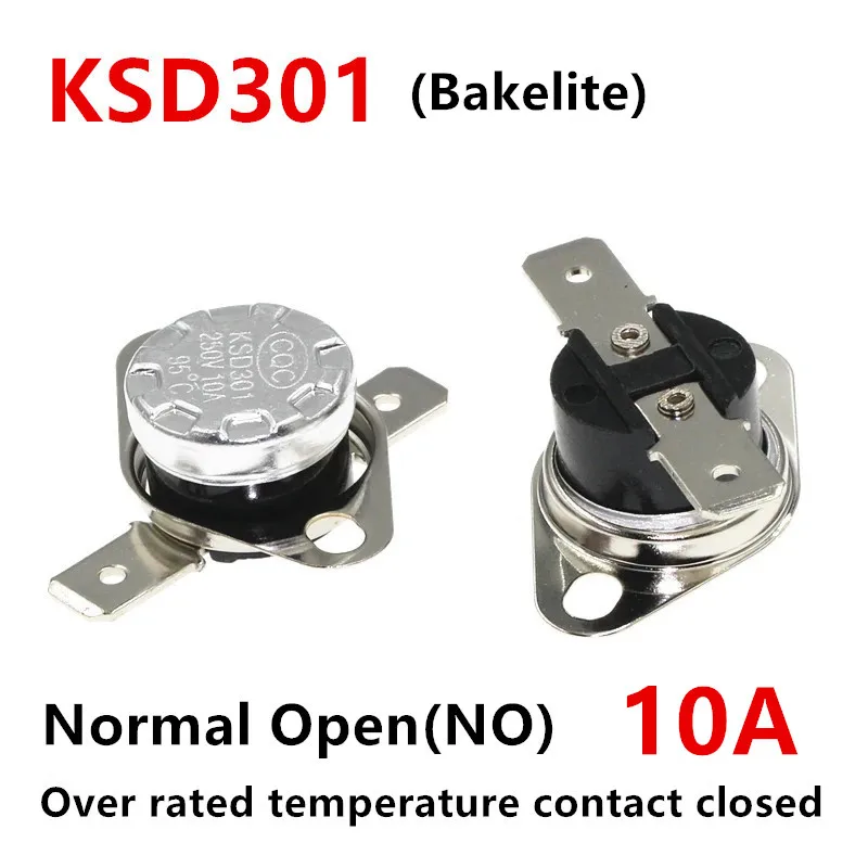 KSD301 KSD302 40-300 도 세라믹 스위치, 평상시 닫힘 온도 조절 45C 75C 85C 90C 135C 220C 300C, 10A, 16A, 250V