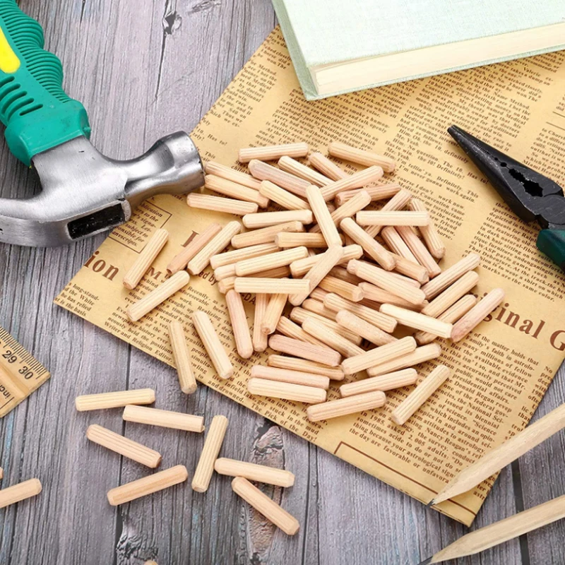 나무 다월 캐비닛 서랍 원형 플루트 목재 공예 다월 핀 막대 세트, 가구 피팅 나무 다월 핀, 100 개 50 개