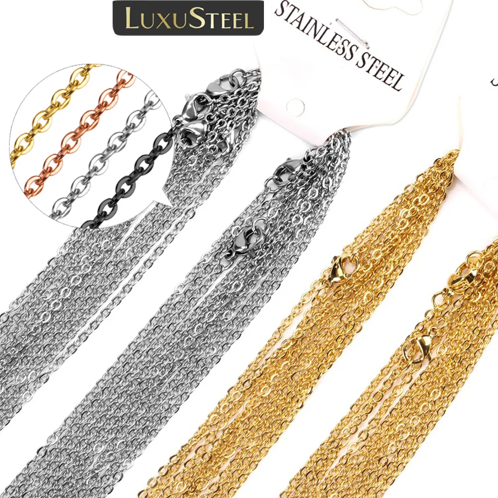 LUXUSTEEL 여성용 긴 쿠바 목걸이, 스테인리스 스틸 체인, O 모양, 롤로 링크, 펜던트 DIY 주얼리, 2mm, 1mm, 10 개 세트, 도매 title=LUXUSTEEL 여성용 긴 쿠바 목걸이, 스테인리스 스틸 체인, O 모양, 롤로 링크, 펜던트 DIY 주얼리, 2mm, 1mm, 10 개 세트, 도매 