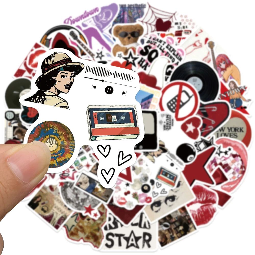 레트로 미적 90 년대 Y2K 스티커 다운타운 모던 걸 스티커, 노트북 수하물 기타 스케이트보드 비닐 자동차 데칼, 50 개