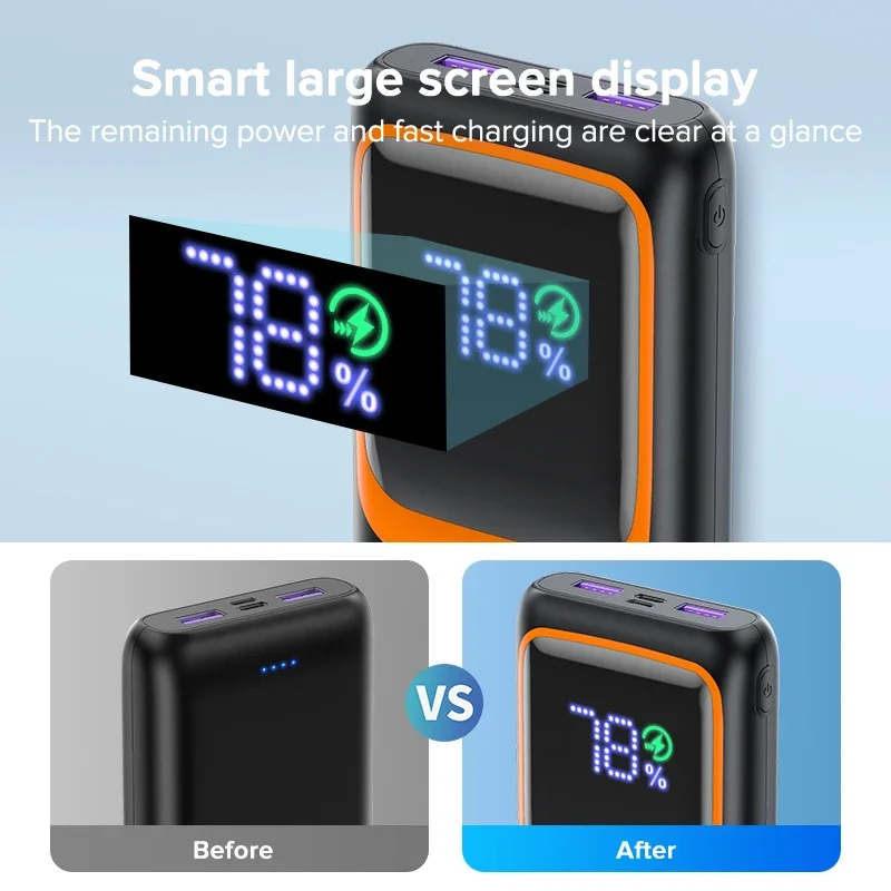 QOOVI 보조배터리 외장 대용량 배터리 용량 PD 22.5W 고속 충전 휴대용 충전기, 삼성 아이폰 샤오미, 20000mAh