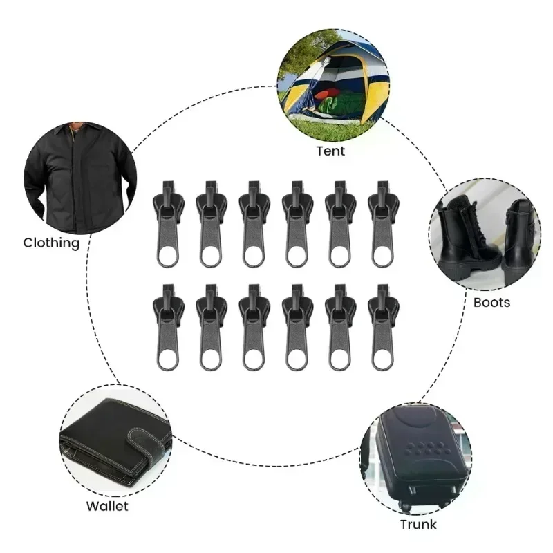 범용 즉석 지퍼 수리 키트, 지퍼 수리 교체, 슬라이딩 치아 구조, 6 개