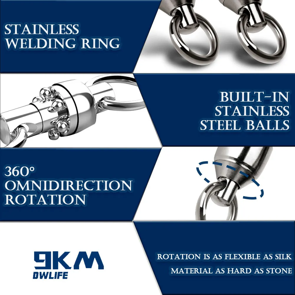 20~100 팩 볼 베어링 회전 솔리드 링 스테인리스강 낚시 연결고리 담수 해수 낚시 끌낚기 미끼 루어용