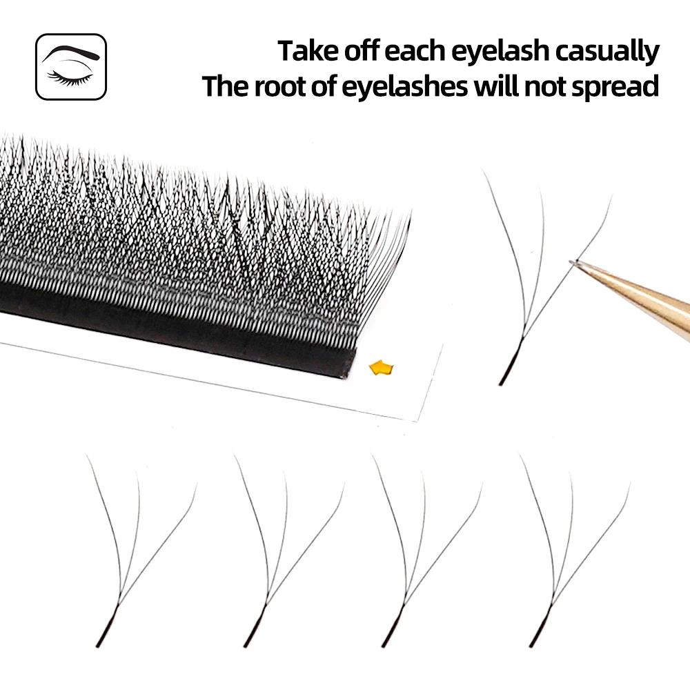 LAIYANUO W 모양 블룸, 2D 3D 4D 5D 6D 7D 8D 자동 꽃, 프리메이드 팬 속눈썹 연장, 자연스러운 YY 개별 속눈썹