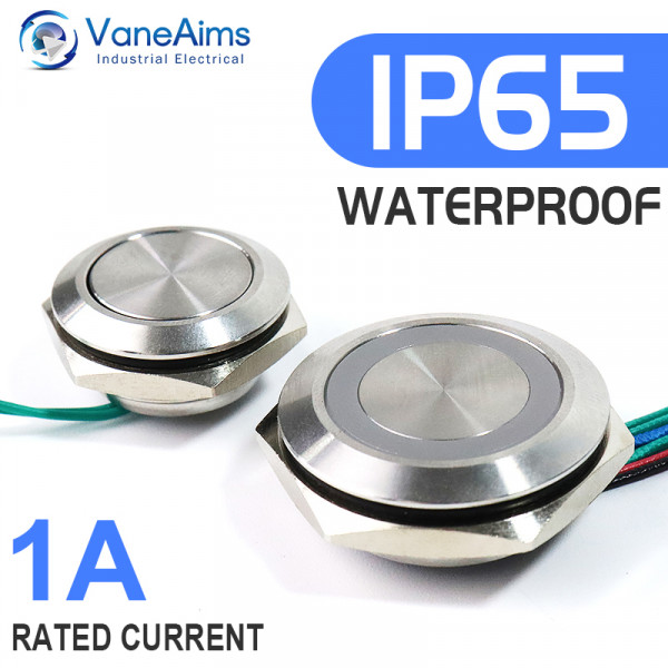 초단 LED 라이트 스위치, 와이어 포함, 순간 셀프 리셋, 방수 금속 푸시 버튼 스위치, 19mm, 22mm, 25mm, 30mm, 3V, 6V, 12V, 24V, 220V