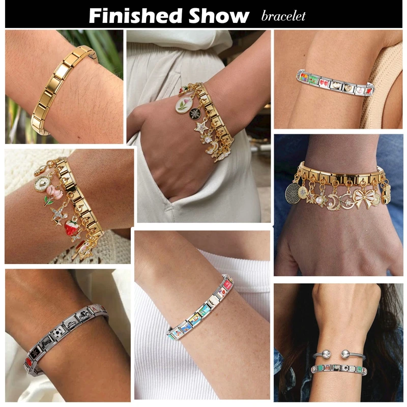 하이 퀄리티 코끼리 잠자리 펜던트, 빈티지 모듈 팔찌, 이탈리아 링크, 9mm 팔찌, DIY 쥬얼리 제작, 2024 신제품