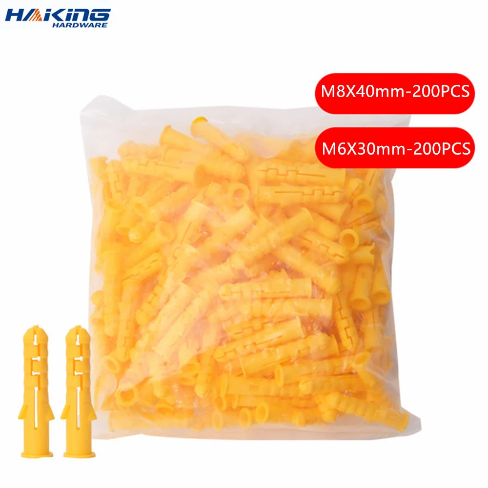 200pcs 플라스틱 확장 파이프 M6 * 30mm M8 * 40mm 고무 플러그 플라스틱 파이프 나일론 열 확장 나사 앵커 플러그 벽 플러그 title=200pcs 플라스틱 확장 파이프 M6 * 30mm M8 * 40mm 고무 플러그 플라스틱 파이프 나일론 열 확장 나사 앵커 플러그 벽 플러그 