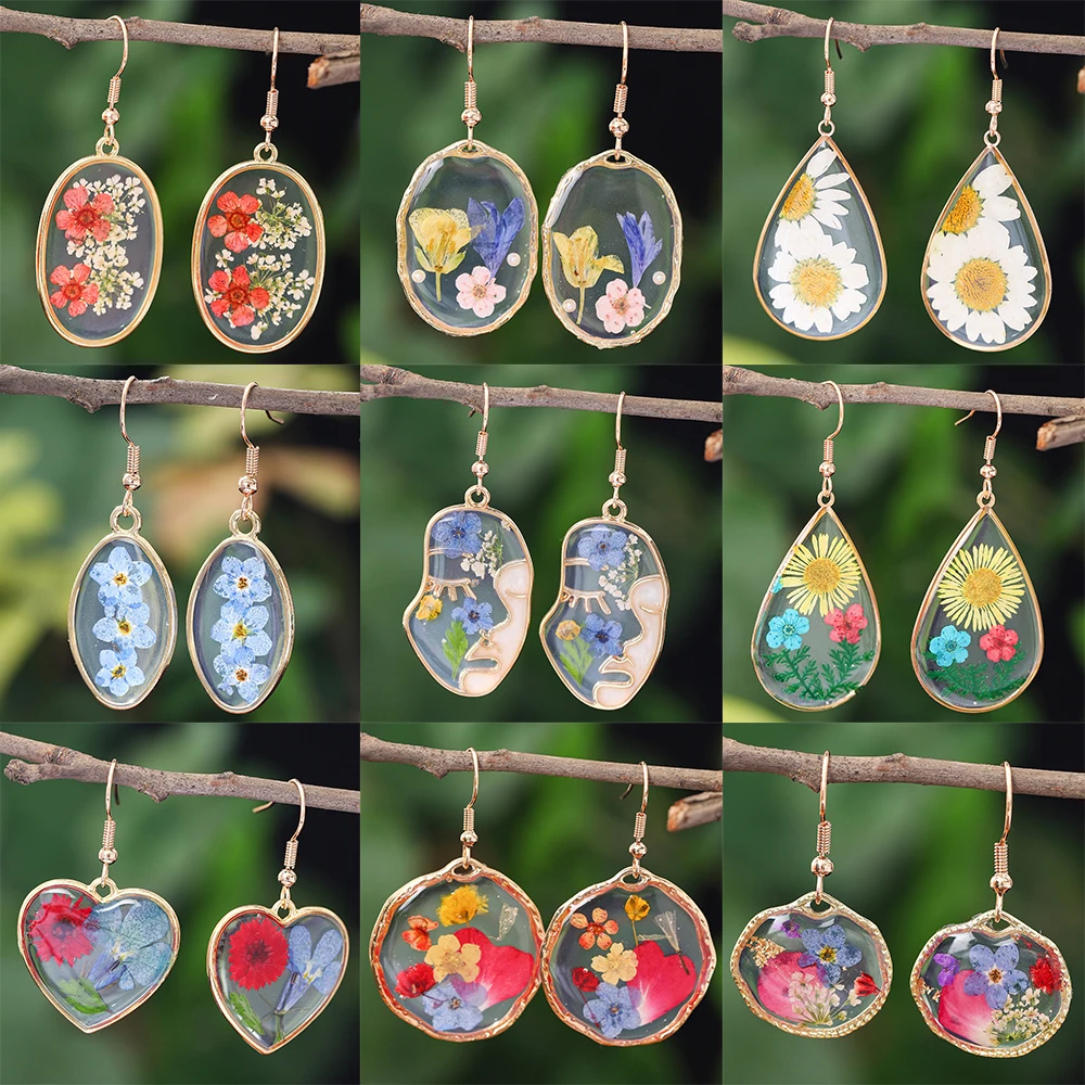 여성 액세서리에 대한 패션 기하학적 투명 수지 꽃 드롭 귀걸이 새로운 유행 골드 컬러 귀걸이 파티 보석 선물 title=여성 액세서리에 대한 패션 기하학적 투명 수지 꽃 드롭 귀걸이 새로운 유행 골드 컬러 귀걸이 파티 보석 선물 