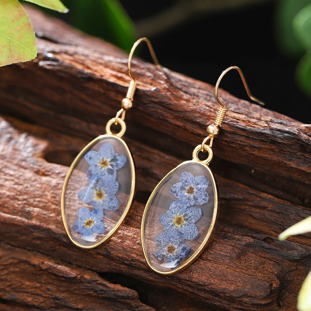 여성 액세서리에 대한 패션 기하학적 투명 수지 꽃 드롭 귀걸이 새로운 유행 골드 컬러 귀걸이 파티 보석 선물