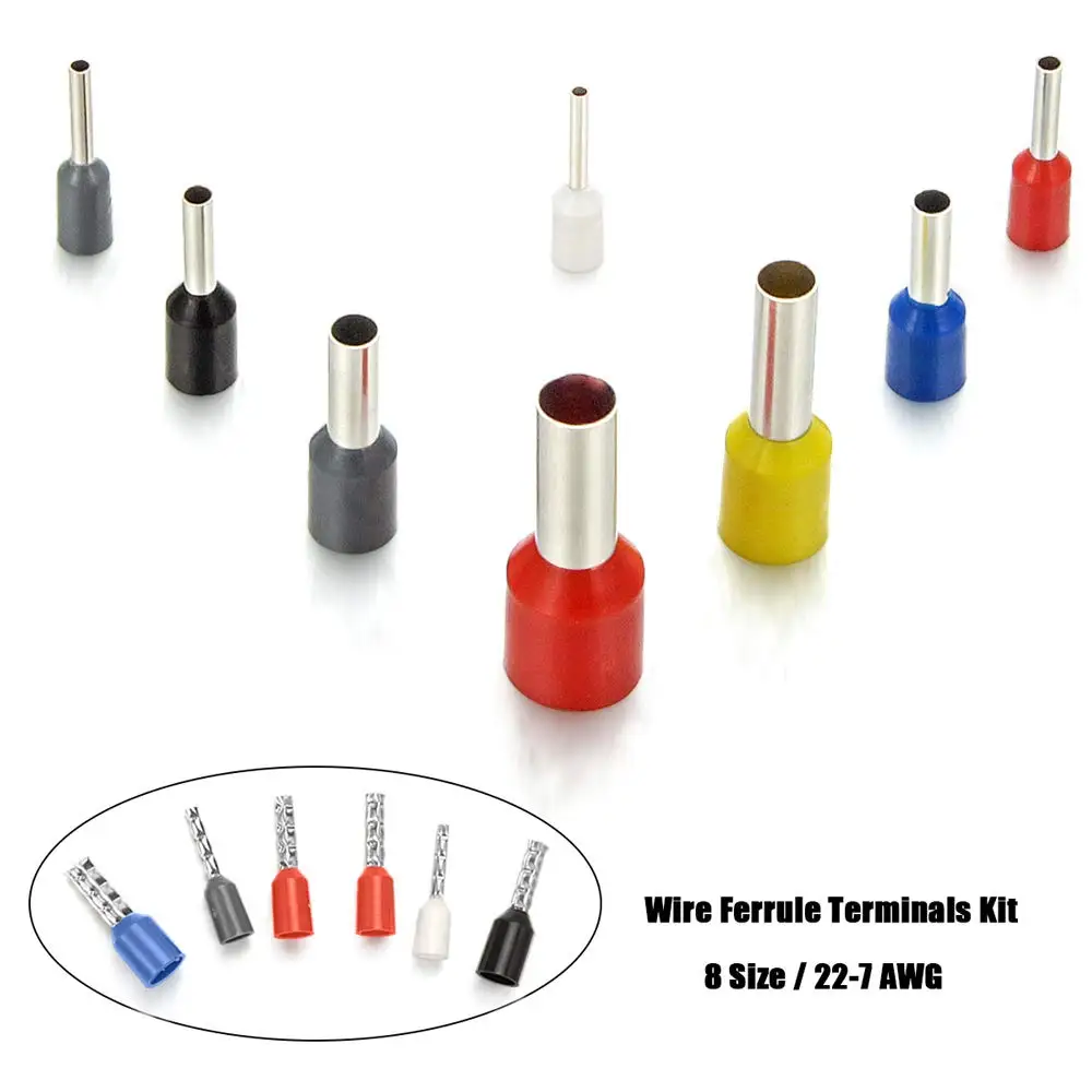 다양한 페룰 와이어 구리 압착 커넥터, 와이어 터미널 키트, 절연 코드 핀 엔드 터미널 전기 크림퍼 터미네이터