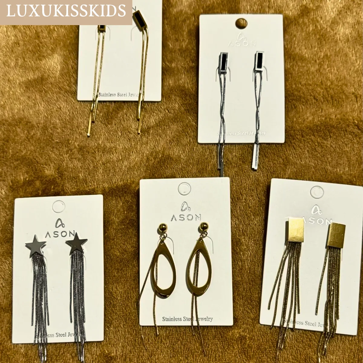 LUXUKISSKIDS 스테인레스 매달려 귀걸이 긴 술 드롭 황금 펜던트 한국 패션 여성 요정 웨딩 파티 액세서리