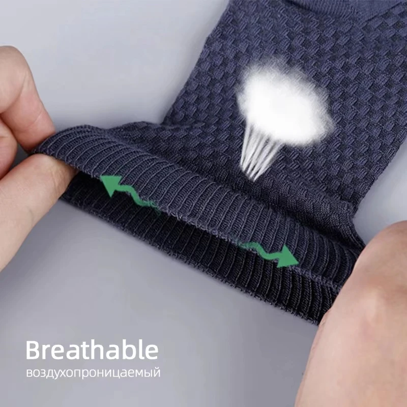 대나무 섬유 남성용 클래식 비즈니스 크루 양말, 편안한 통기성 압축 대나무 삭스, 용수철 가을 캐주얼 양말, 5 켤레