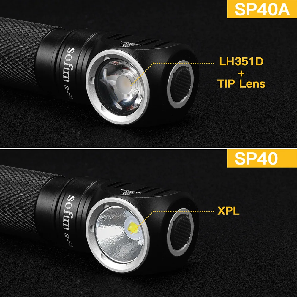 Sofirn SP40A TIR 광학 충전식 LED 전조등 LH351D 1200lm 18650 헤드라이트 18350 자석 꼬리가 있는 각도 손전등