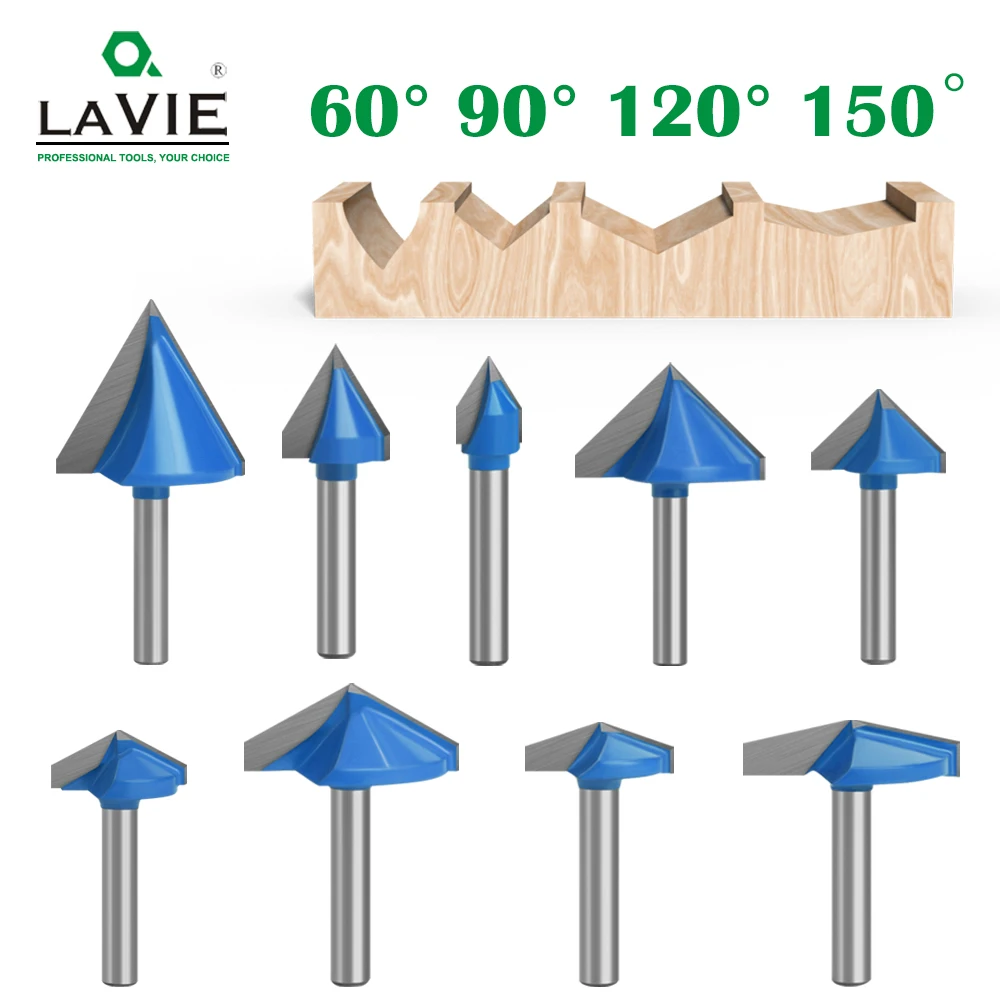 LAVIE 1pc 6mm 생크 60 90 120 150 학위 V 유형 슬롯 커터 비트 CNC 조각 솔리드 라우터 비트 초경 밀링 커터 C06027 title=LAVIE 1pc 6mm 생크 60 90 120 150 학위 V 유형 슬롯 커터 비트 CNC 조각 솔리드 라우터 비트 초경 밀링 커터 C06027 