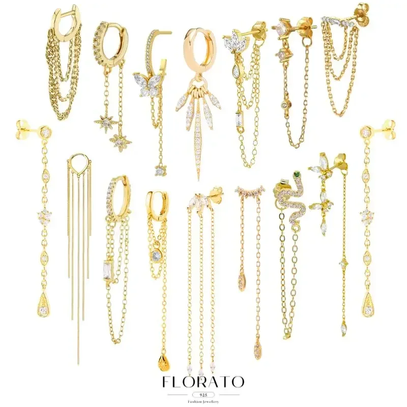 여성을위한 925 스털링 실버 긴 체인 술 드롭 귀걸이 크리스탈 지르콘 스타 천공 귀걸이 파인 쥬얼리 선물 펜던트 title=여성을위한 925 스털링 실버 긴 체인 술 드롭 귀걸이 크리스탈 지르콘 스타 천공 귀걸이 파인 쥬얼리 선물 펜던트 