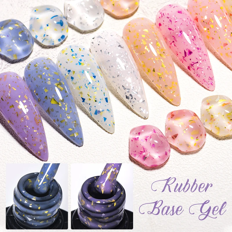 7ML 골드 글리터 고무 베이스 젤 매니큐어 밀키 화이트 UV 건설 젤 세미 퍼머넌트 바니시 UV LED 네일 아트 끄기