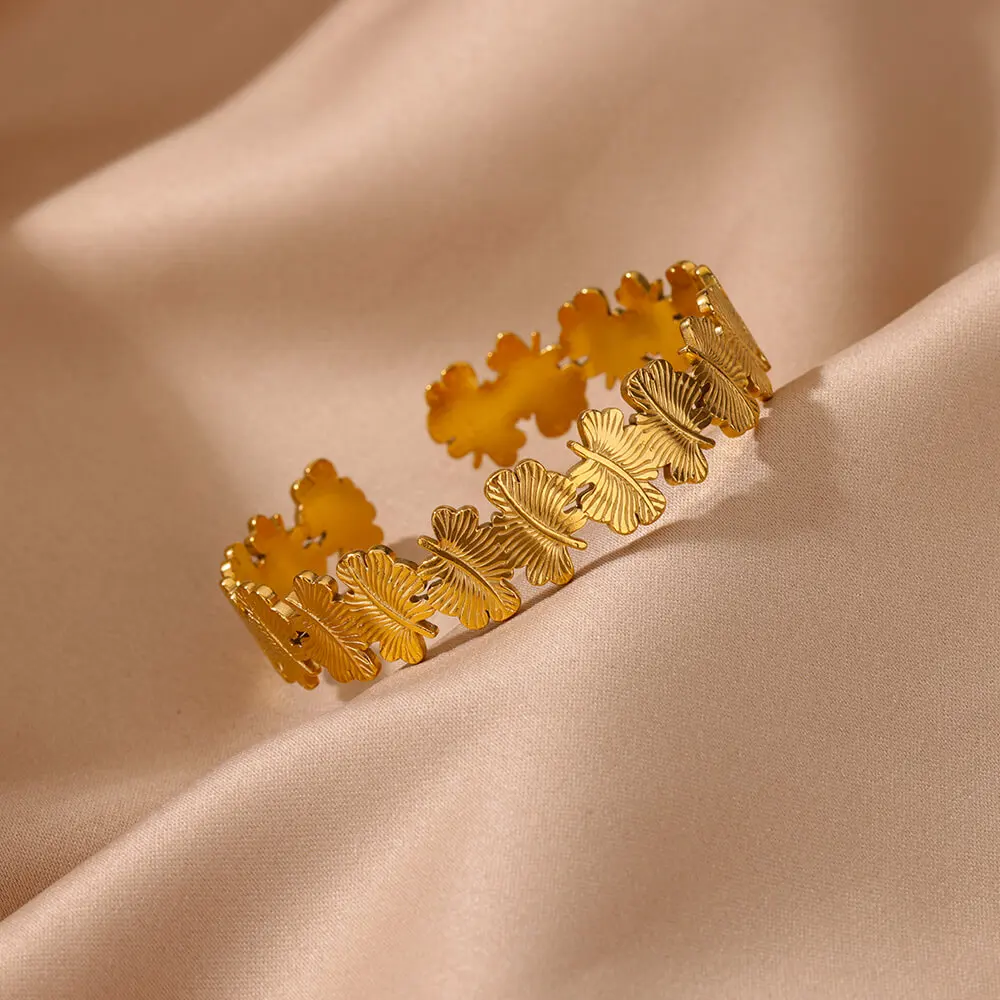 여성을위한 꽃 팔목 팔찌 팔찌 골드 컬러 플로라 스테인레스 스틸 팔찌 주조 미적 커플 손목 보석 pulseras