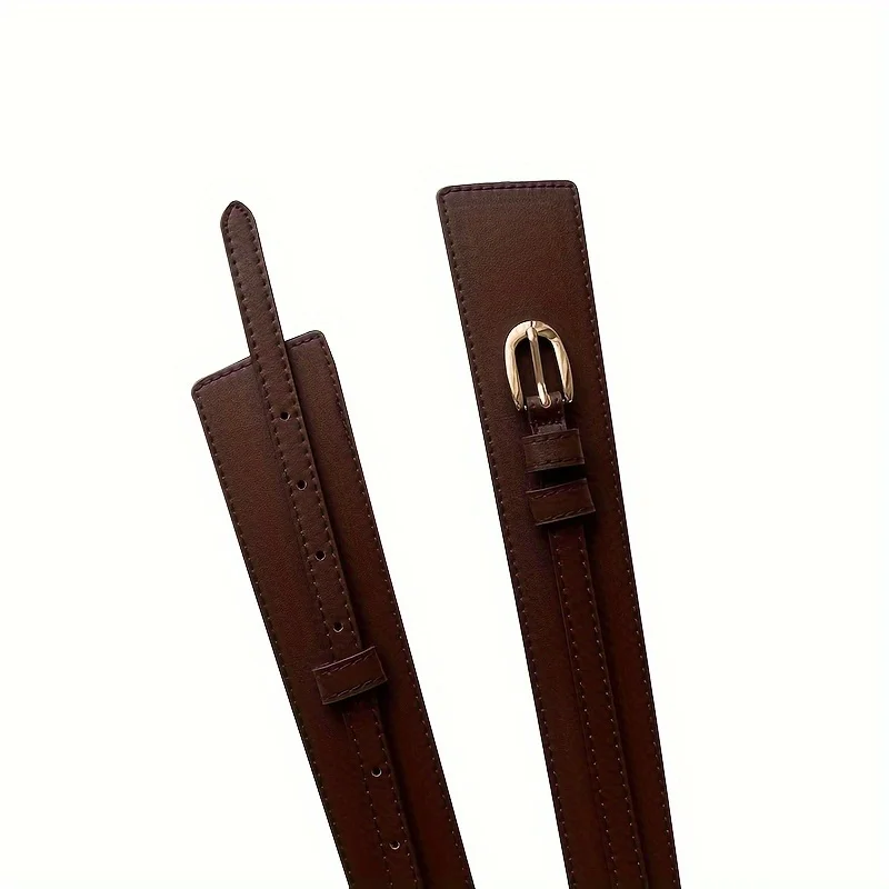 PU 가죽 분리형 거들 세련된 핀 버클 와이드 허리띠 빈티지 코트 드레스 벨트 여성을위한