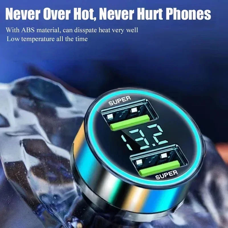 240W 차량용 충전기 듀얼 USB 포트 120W 초고속 충전(디지털 디스플레이 포함) iPhone Samsung Xiaomi용 빠른 충전 어댑터