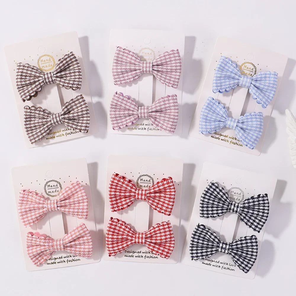 2 개/몫 아기 미니 머리 활 헤어 클립 코튼 부드러운 머리핀 소녀 응원 Bowknot Barrettes 어린이 모자를 쓰고 있죠 헤어 액세서리