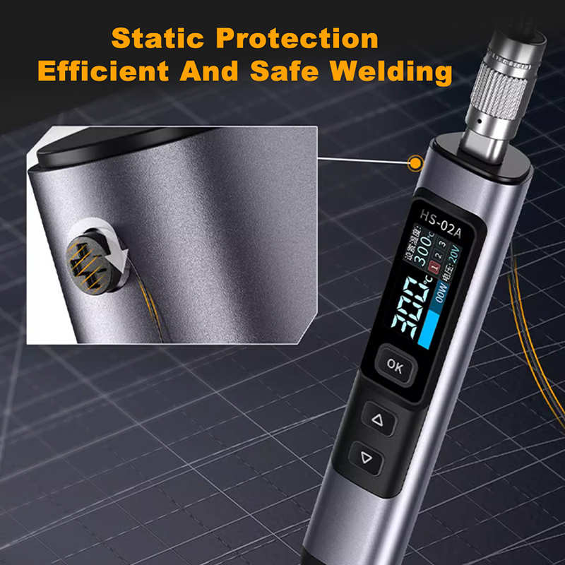 FNIRSI HS-02 납땜 인두 스마트 슬립 IPS 컬러 디스플레이 화면 100-450 ℃   납땜 재작업 스테이션 PD100W 휴대용 수리 도구