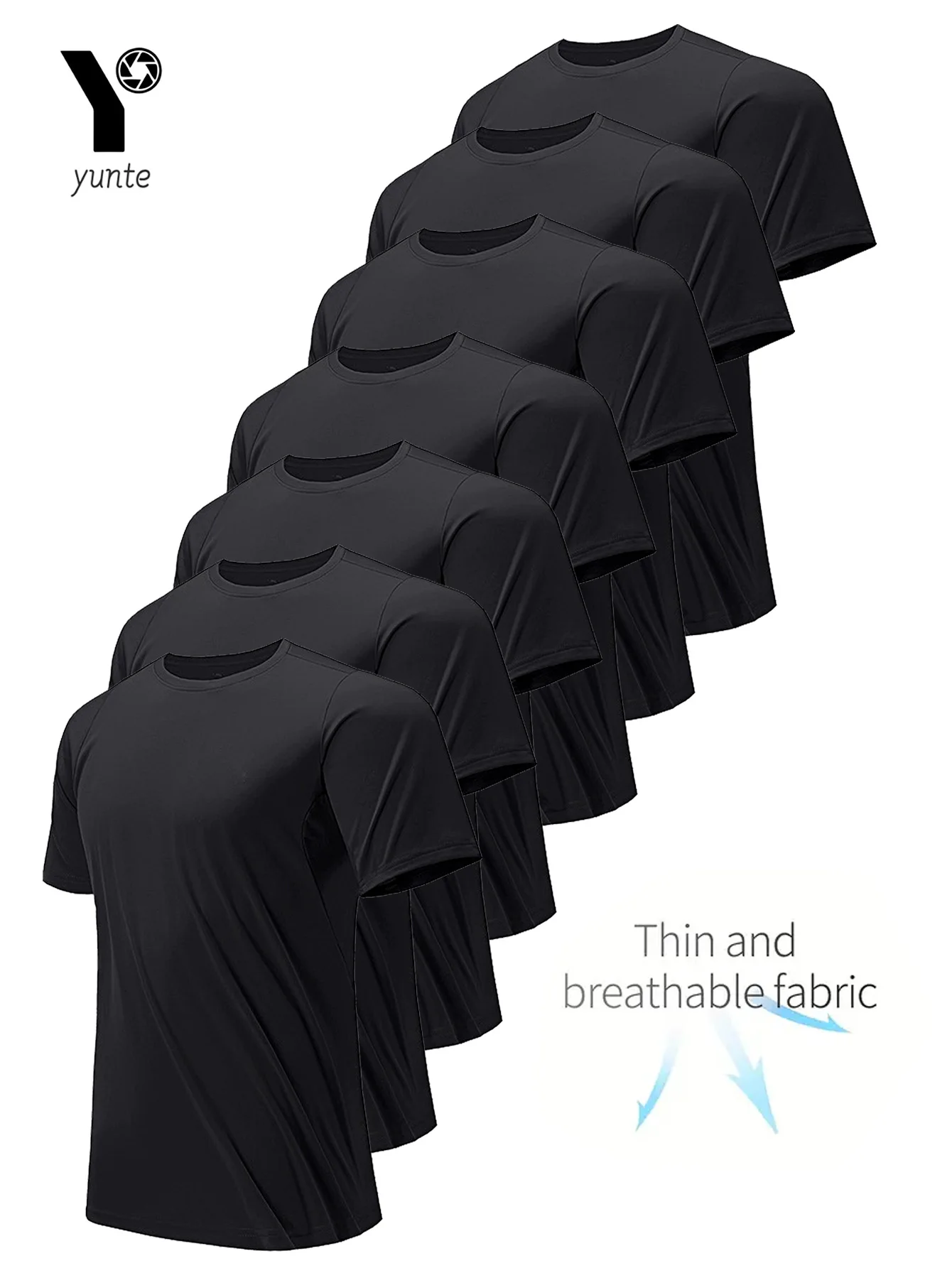 라운드 넥 티셔츠 7피스 블랙 초경량 남성용 속건성 통기성 땀 흡수 셔츠 피트니스 체육관 및 Ru에 적합 title=라운드 넥 티셔츠 7피스 블랙 초경량 남성용 속건성 통기성 땀 흡수 셔츠 피트니스 체육관 및 Ru에 적합 