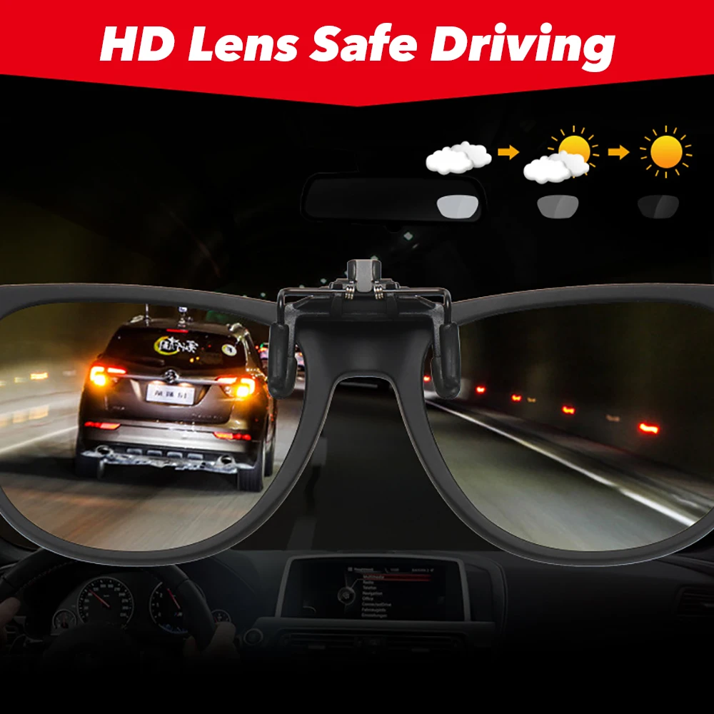 VIVIBEE 남성용 광변색 편광 렌즈 선글라스에 클립 뒤집기 여성용 클립이 있는 선글라스 운전 2025 Trending Product