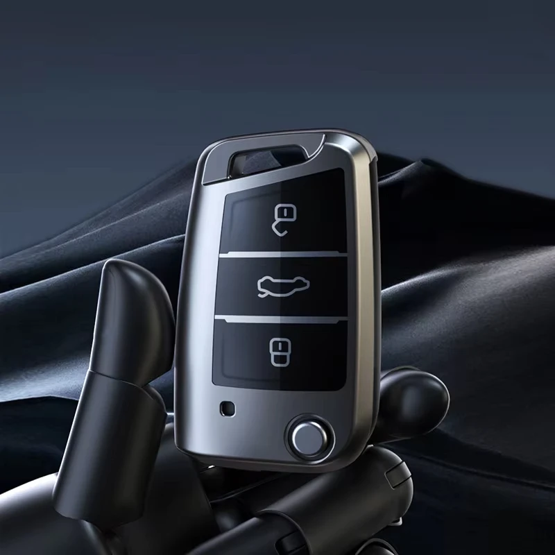 폭스 바겐 폭스 바겐 폴로 골프 7 Passat Tiguan MK2 비틀 Ateca 캐디 T5 플립 접이식 자동차 키 케이스 커버 액세서리 용 티타늄 그레이