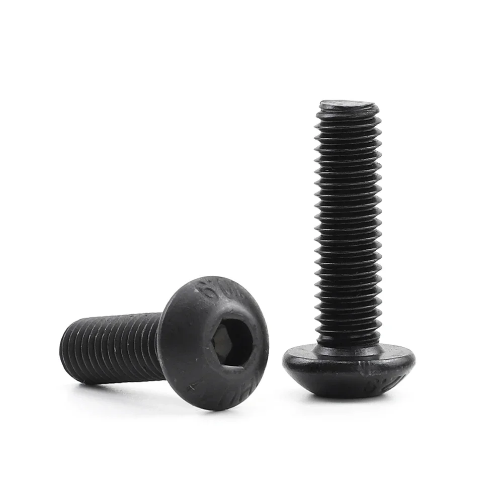 JUIDINTO 1-50pcs 알렌 원형 나사 볼트 12.9 등급 M2 M2.5 M3 M4 M5 M6 M8 M10 MTB 용 육각 육각형 소켓 버튼 헤드 나사