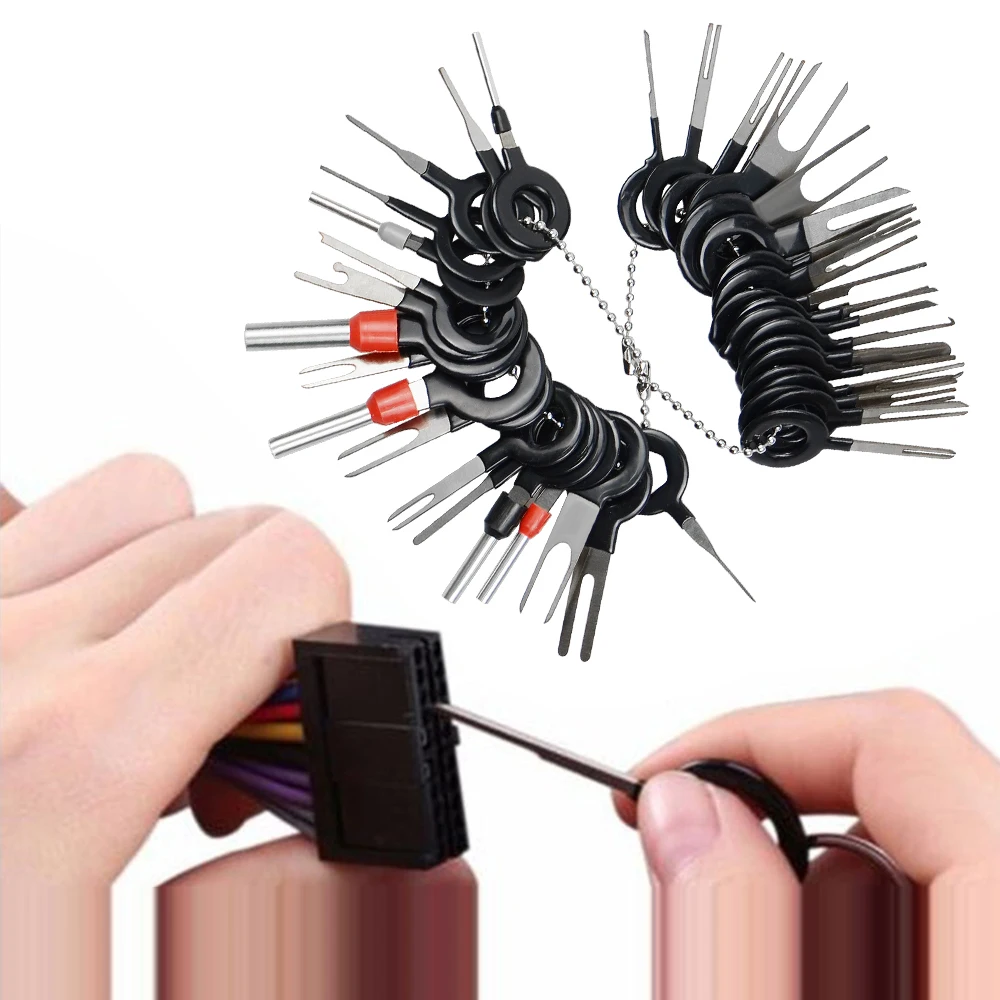 자동차 플러그 터미널 제거 도구 전기 와이어 압착 분할 커넥터 핀 추출기 키트 자동차 수리용 키 핀 꺼내기