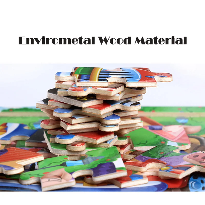 새로운 20 조각 나무 3d 퍼즐 만화 동물 차량 지그 소 퍼즐 몬테소리 교육 완구 어린이를위한 아기 1 2 3 년