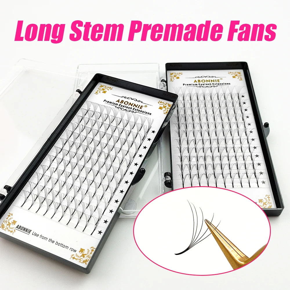 Abonnie Long Stem Premade Fans Lash 러시안 볼륨 속눈썹 연장 Premade Volume Fans Faux Mink 프리미엄 속눈썹 용품 3D-6D