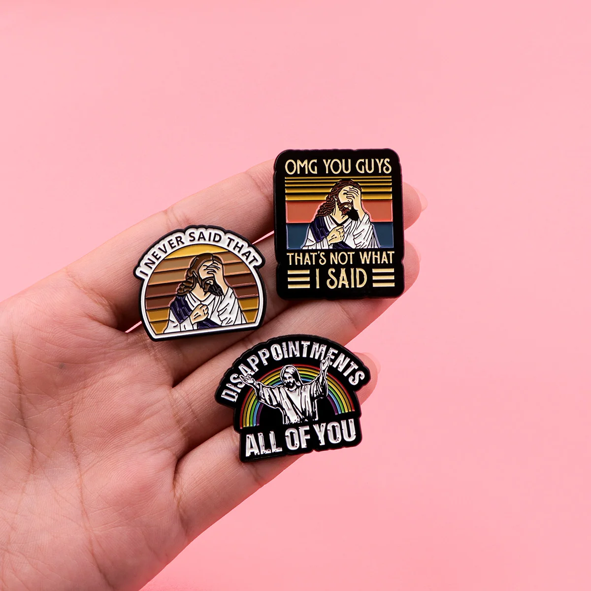 빈티지 나는 결코 재미 있은 예수 에나멜 핀 브로치 소나무 옷깃 핀 배지 배낭 의류 액세서리 패션 쥬얼리