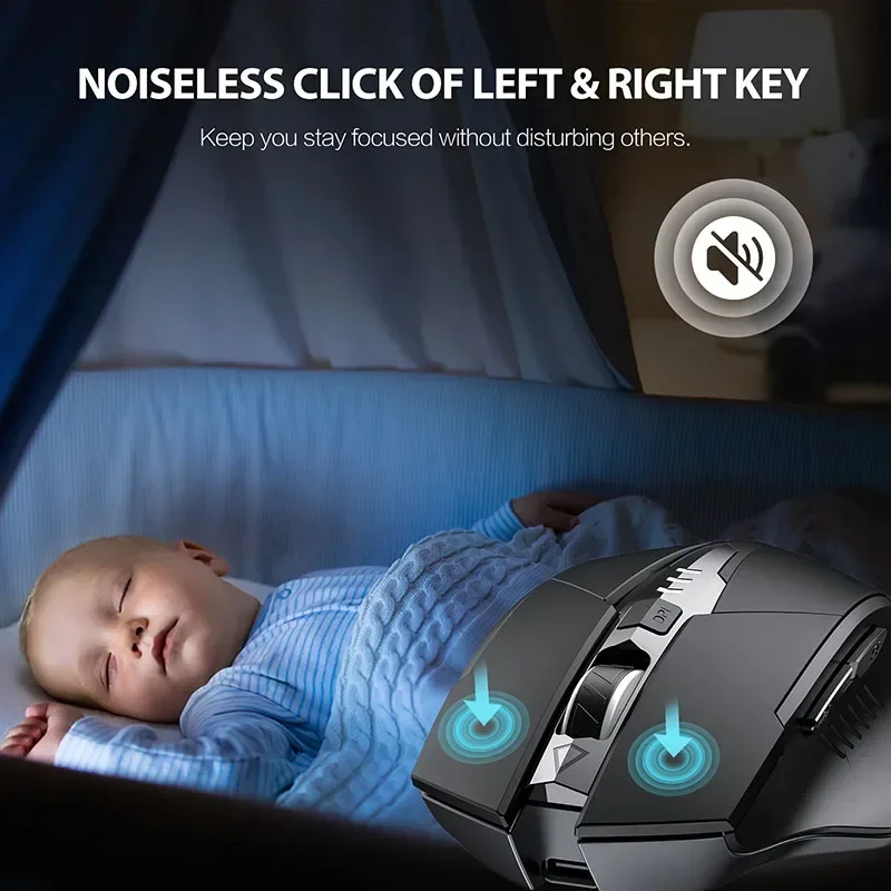 INPHIC F1 2.4G 무선 마우스, 인체 공학적 충전식 전원 디스플레이, 사무실 가정용 무소음 노트북, 데스크탑 컴퓨터 범용, 500mAh