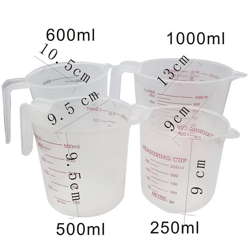 250/500/1000ML Easuring 컵 실리콘 측정 컵과 숟가락 플라스틱 주전자 디지털 주방 규모 베이킹 도구 타이머 액세서리