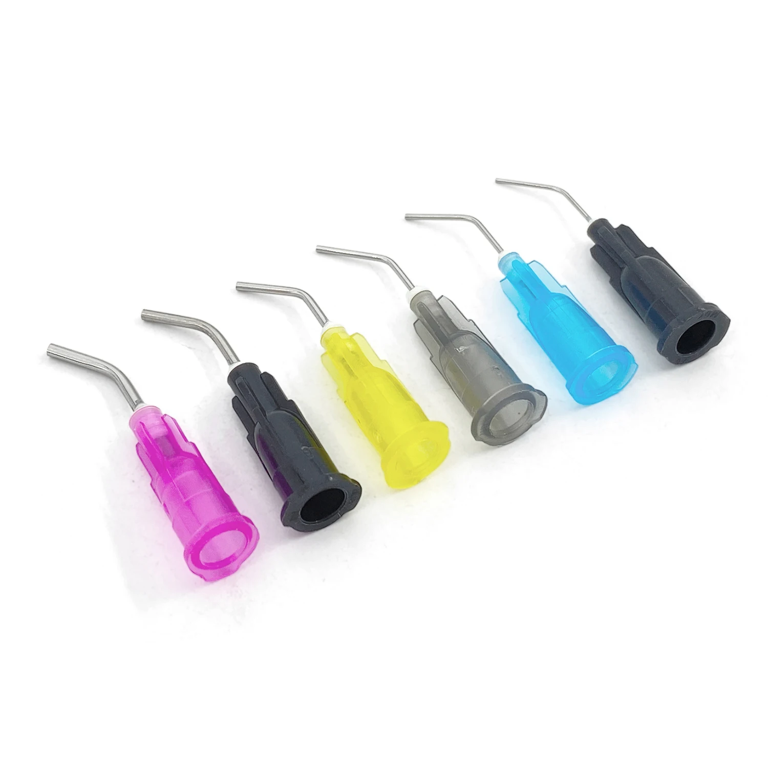 100 개/몫 장비 관개 구부러진 바늘 팁 치과 흐름 실란트 에칭제 복합 수지 산성 시약 Delievery 주사기 팁