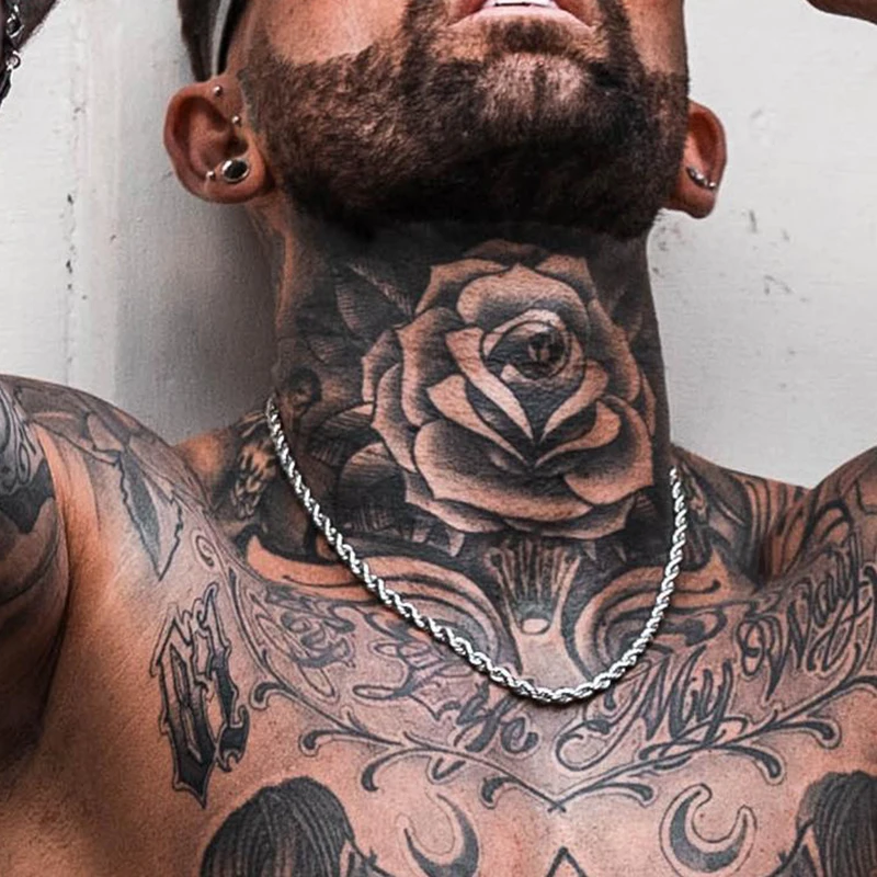 남성용 긴 로프 목걸이, 스테인리스 스틸, 미니멀리스트 트위스트 로프 체인, 골드 컬러 실버 색상, 2 ~ 5mm