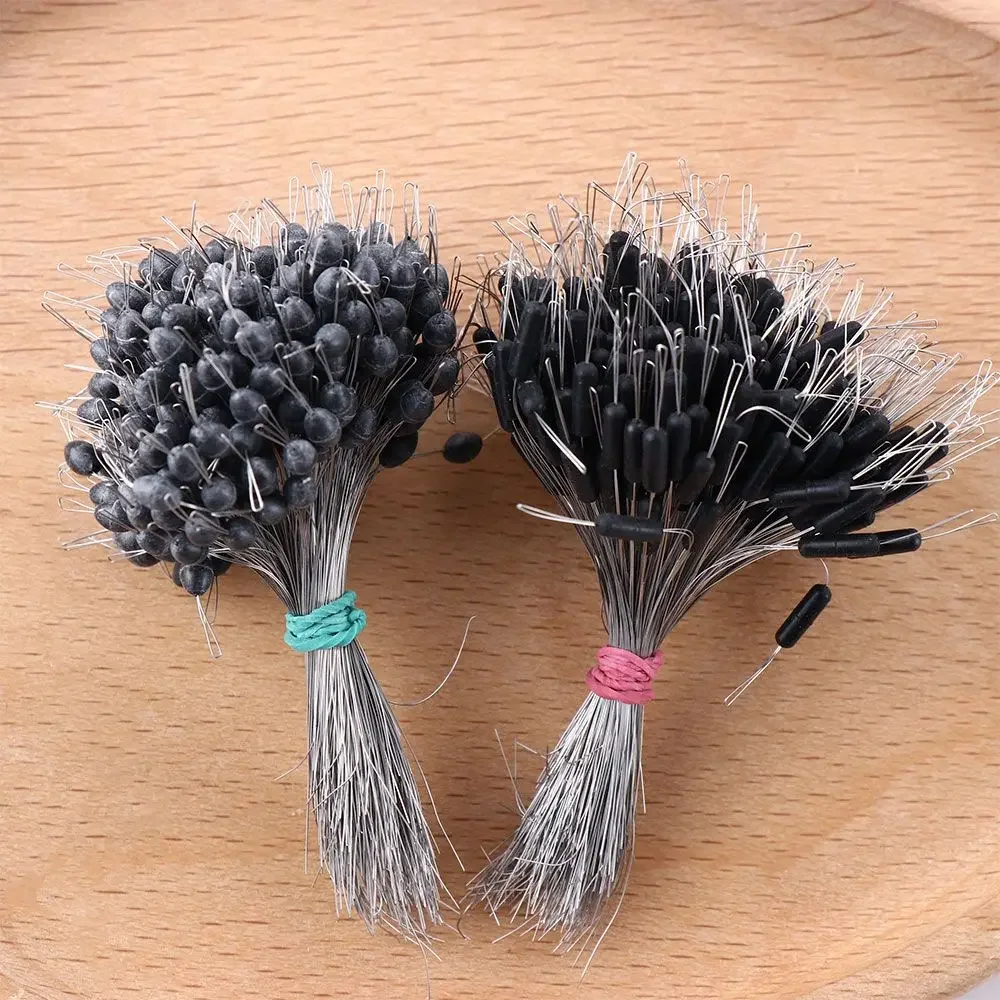 원통형 타원형 고무 스토퍼 낚시 커넥터, 낚시 플로터, 낚시 바버 스페이스 빈 실리콘, 블랙 300 개/팩