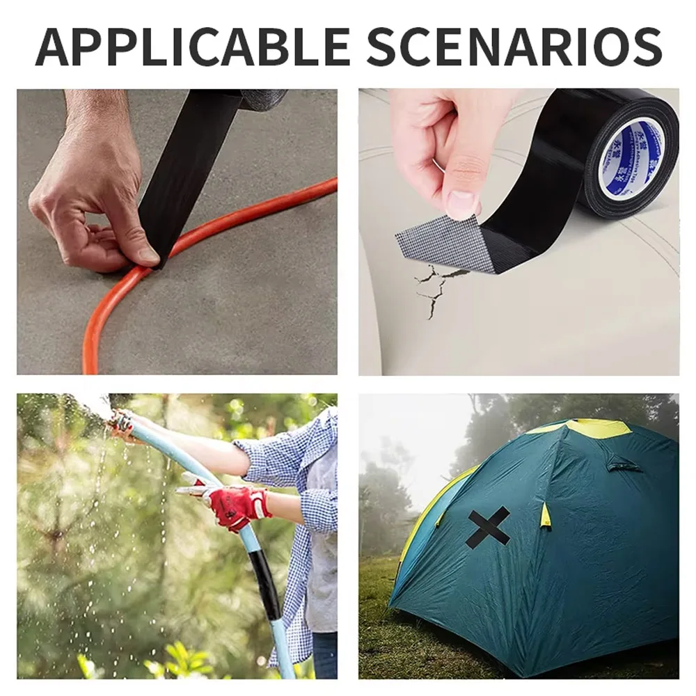 검은 천 기반 테이프 방수 헤비 듀티 파이프 단면 찢어짐 방지 강력한 접착 바닥 덕트 홈 접착 롤빵 고정