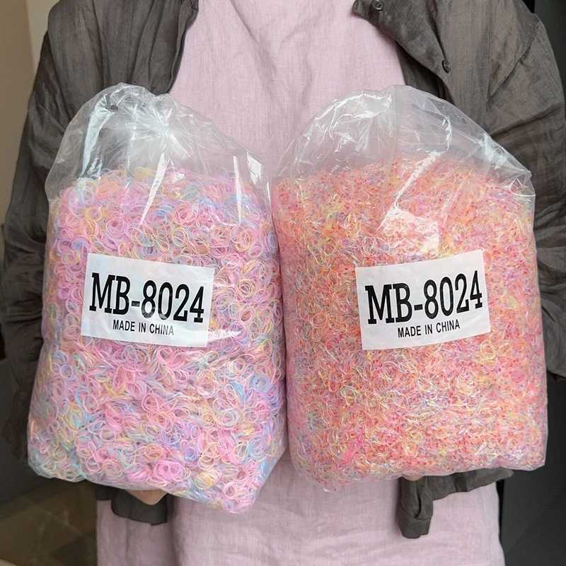 500 개/가방 소녀 다채로운 일회용 고무 밴드 헤어 넥타이 머리띠 어린이 포니 테일 홀더 밴드 어린이 헤어 액세서리