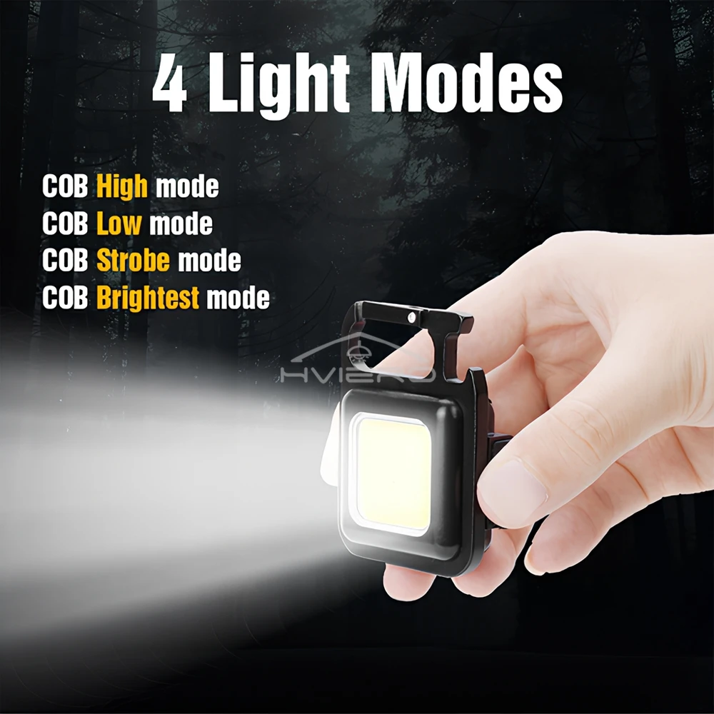 COB 작업 조명 손전등 미니 손전등 키체인 휴대 LED 방수 USB 충전, 편리한 비상 야외 조명 캠핑