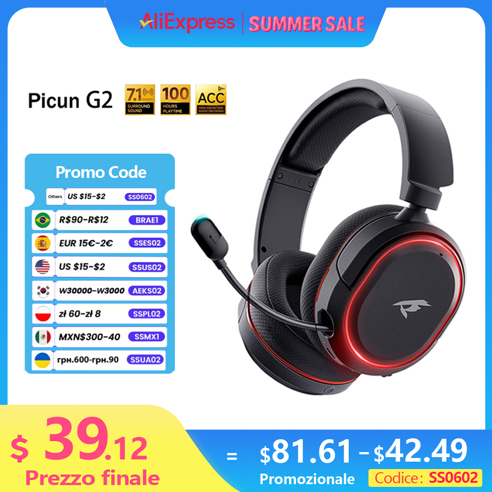 Picun G2 2.4G 무선 게임용 헤드셋 Bluetooth 헤드폰 5ms 낮은 대기 시간 7.1 PC PS4 PS5 전화 스위치 용 서라운드 ENC 마이크 title=Picun G2 2.4G 무선 게임용 헤드셋 Bluetooth 헤드폰 5ms 낮은 대기 시간 7.1 PC PS4 PS5 전화 스위치 용 서라운드 ENC 마이크 