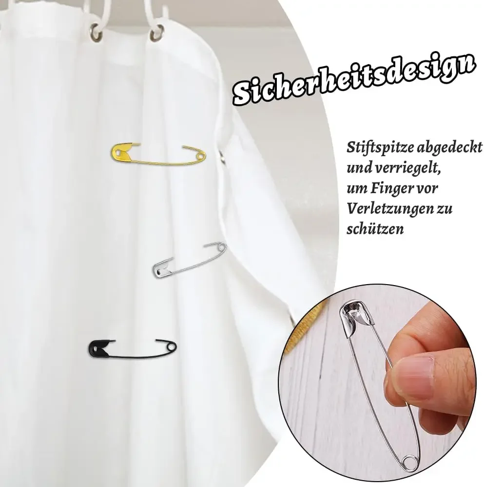 50/100Pcs 안전 핀 19/22/27/32/38/45/55mm 녹 방지 실버 내구성 안전 핀 DIY 공예 봉제 액세서리