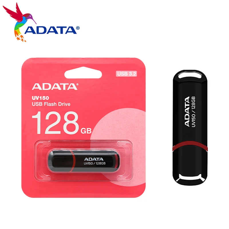 ADATA UV150 USB 플래시 드라이브 USB3.2 32GB 64GB pendrive 고속 128GB 256GB флешка 컴퓨터용 검정색 플래시 메모리 스틱 title=ADATA UV150 USB 플래시 드라이브 USB3.2 32GB 64GB pendrive 고속 128GB 256GB флешка 컴퓨터용 검정색 플래시 메모리 스틱